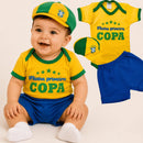 Roupa Brasil Bebê Body Infantil Primeira Copa Menino Menina