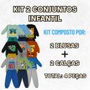 Kit 4 Peças Conjunto Infantil Menino Inverno Moletom Frio