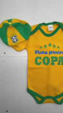 Roupa Brasil Bebê Body Infantil Primeira Copa Menino Menina
